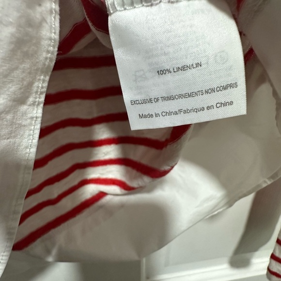 Tory Burch striped linen jerset tshirt red&white size Medium - Picture 4 of 5